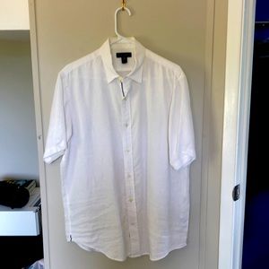 Lands End Men’s 100% Linen white short sleeve shirt medium